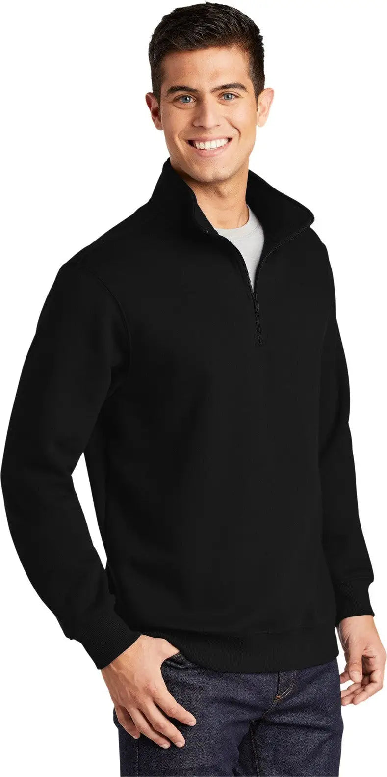 Sport-tek Tst253 Tall 1/4-zip Sweatshirt - Black