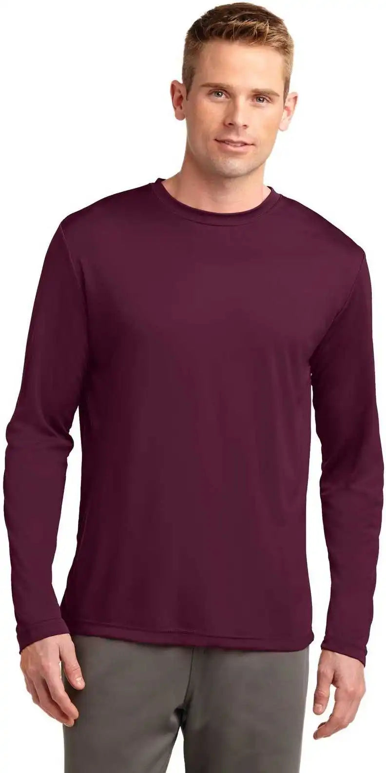 Sport Tek Tst350ls Tall Long Sleeve Posicharge Competitor Tee Maroon