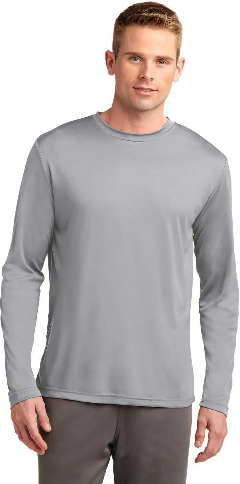 Sport-tek Tst350ls Tall Long Sleeve Posicharge Competitor Tee - Silver