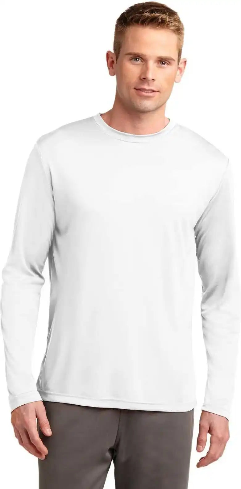 Sport-tek Tst350ls Tall Long Sleeve Posicharge Competitor Tee - White