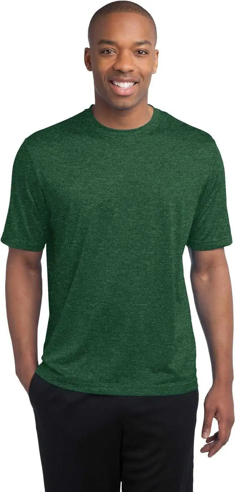 Sport-tek Tst360 Tall Heather Contender Tee - Forest Green