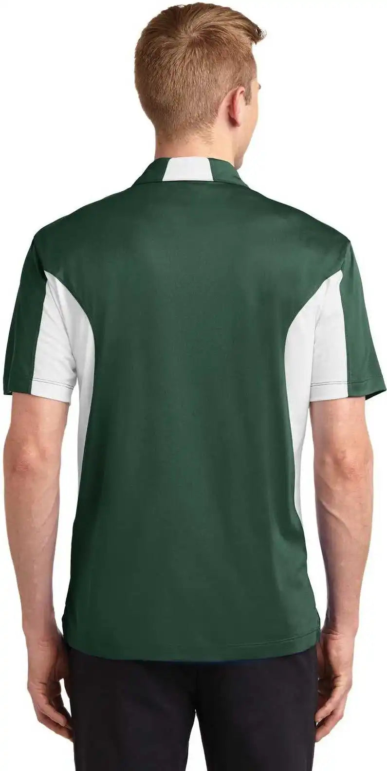 Sport Tek Tst655 Tall Side Blocked Micropique Wick Polo Forest Green White