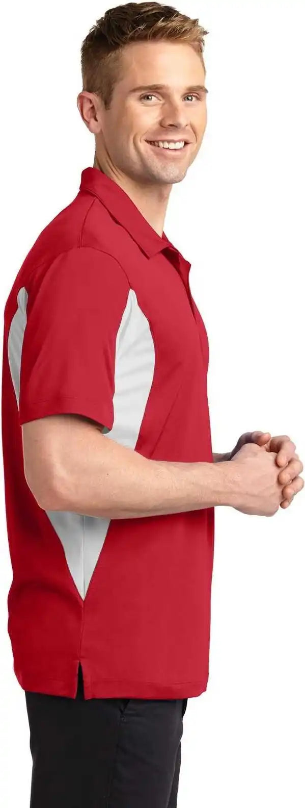 Sport-tek Tst655 Tall Side Blocked Micropique Sport-wick Polo - True Red White
