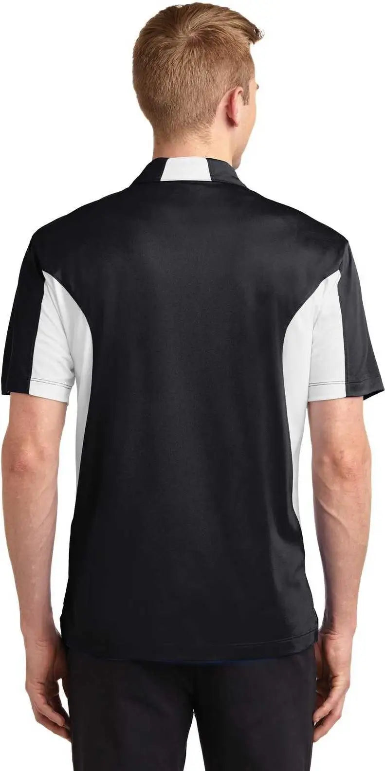Sport-tek Tst655 Tall Side Blocked Micropique Sport-wick Polo - Black White