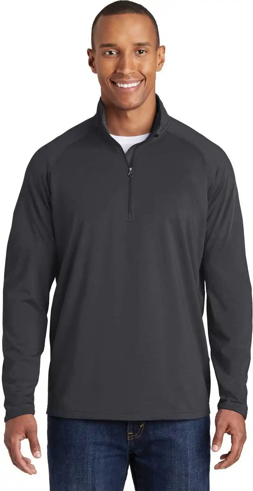 Sport Tek Tst850 Tall Wick Stretch 1/2 Zip Pullover Charcoal Gray