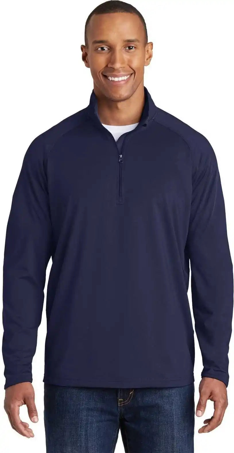Sport Tek Tst850 Tall Wick Stretch 1/2 Zip Pullover True Navy
