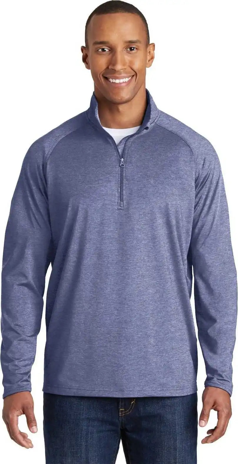 Sport-tek Tst850 Tall Sport-wick Stretch 1/2-zip Pullover - True Navy Heather