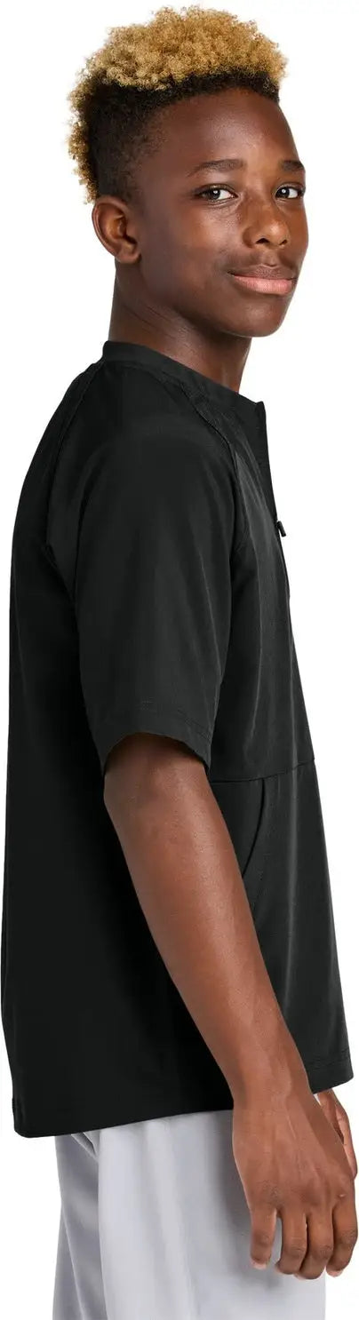 Sport-tek Yjst489 Youth Repeat 1/2-zip Short Sleeve Jacket - Black