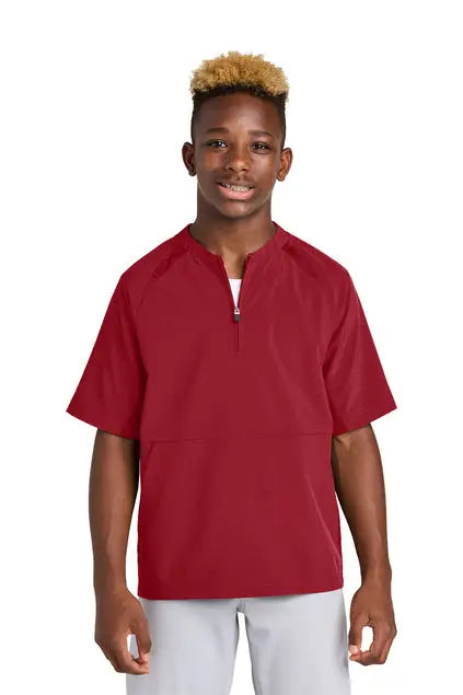 Sport-tek Yjst489 Youth Repeat 1/2-zip Short Sleeve Jacket - Deep Red - Xs