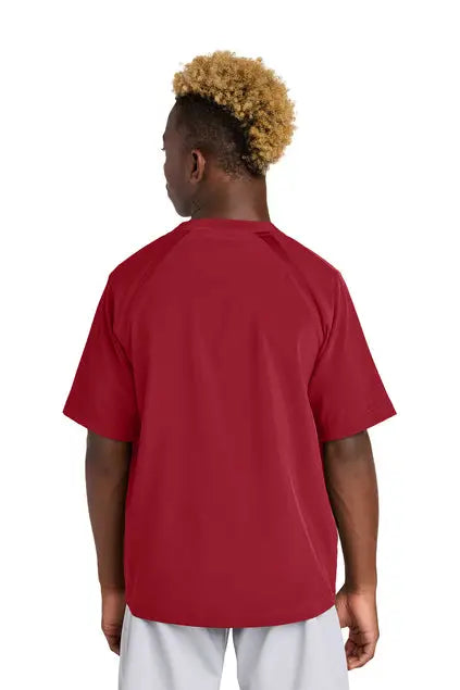 Sport-tek Yjst489 Youth Repeat 1/2-zip Short Sleeve Jacket - Deep Red