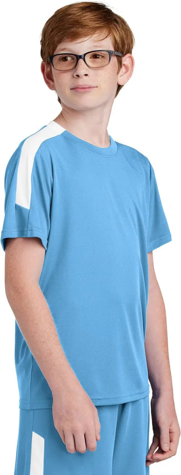 Sport-tek Yst100 Youth Competitor United Crew - Carolina Blue White