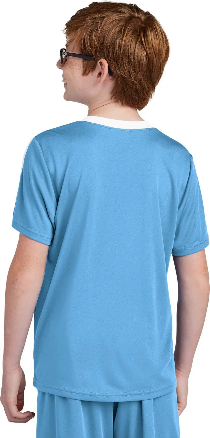 Sport-tek Yst100 Youth Competitor United Crew - Carolina Blue White