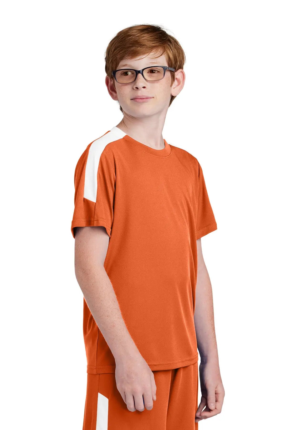 Sport-tek Yst100 Youth Competitor United Crew - Deep Orange White