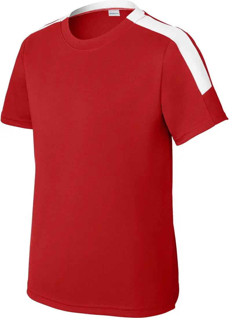 Sport-tek Yst100 Youth Competitor United Crew - Deep Red White