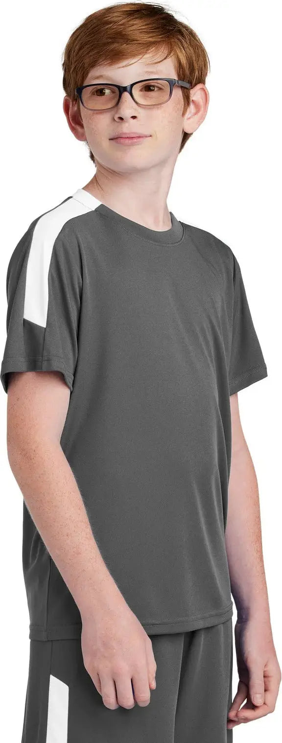 Sport-tek Yst100 Youth Competitor United Crew - Iron Gray White
