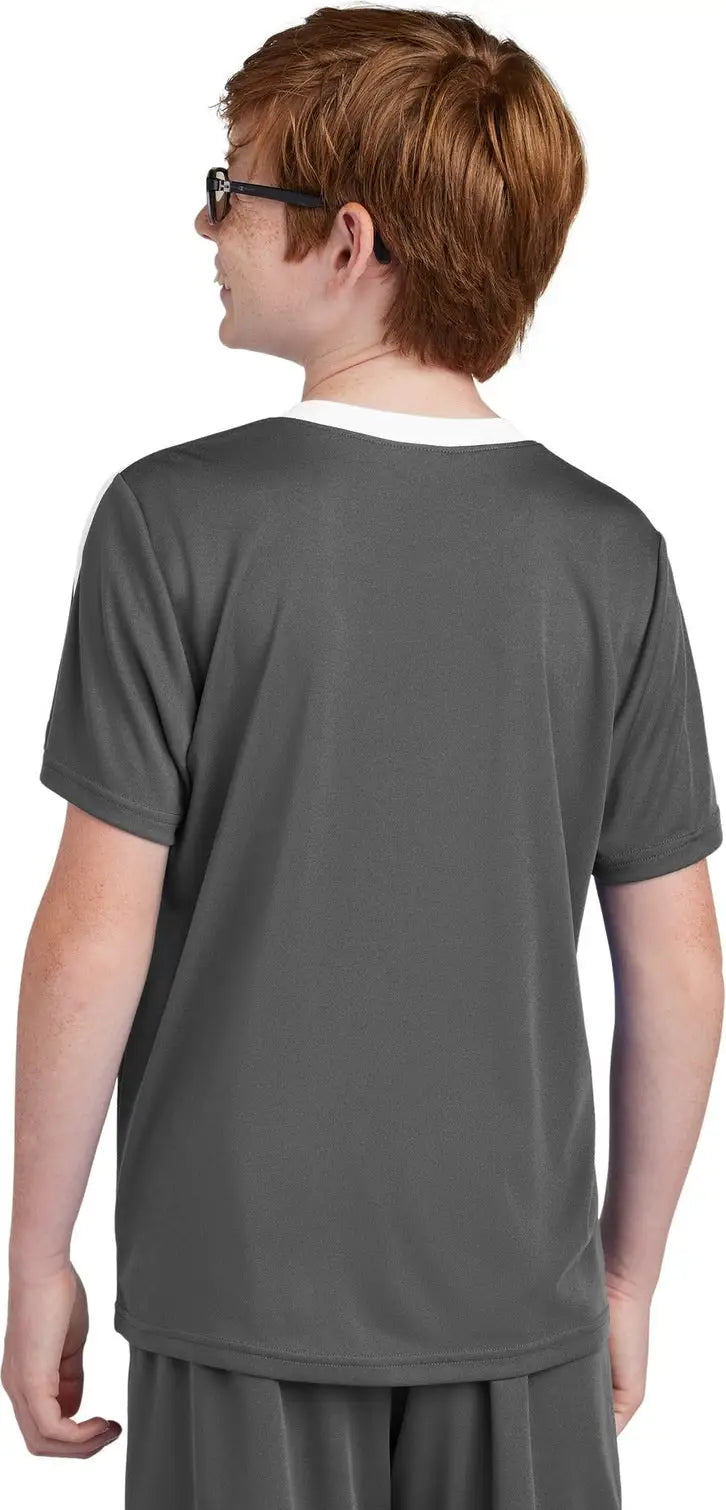 Sport-tek Yst100 Youth Competitor United Crew - Iron Gray White