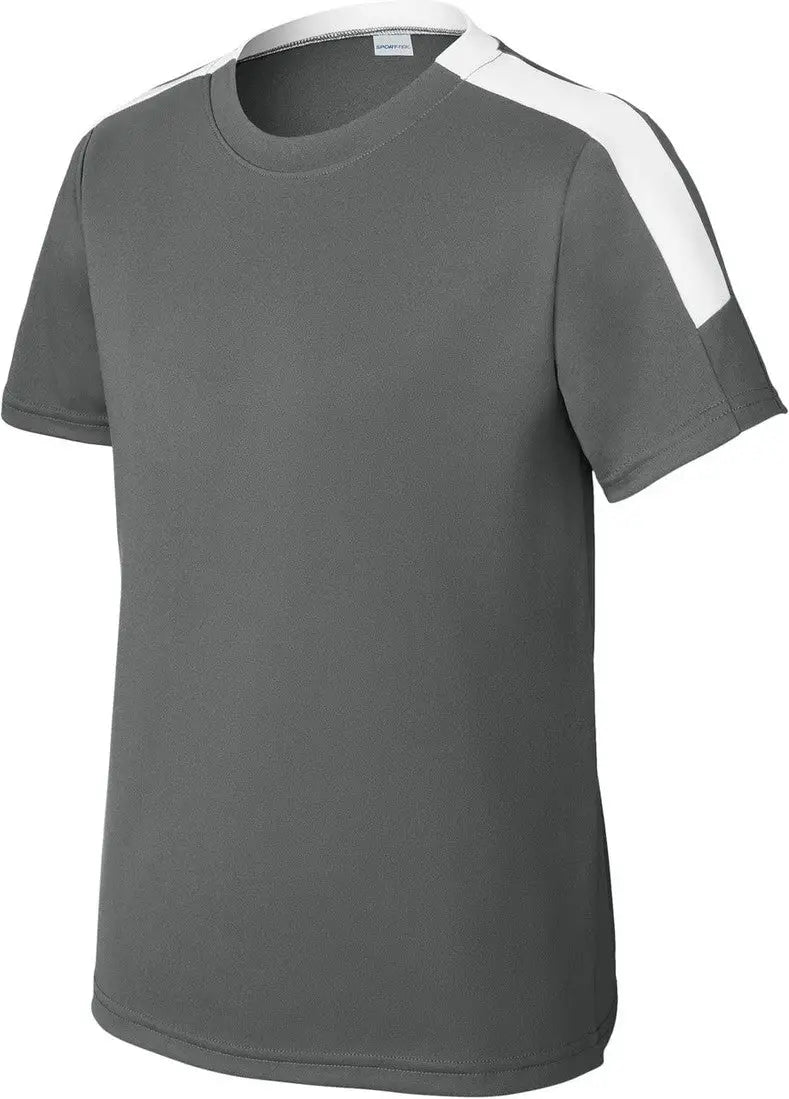 Sport-tek Yst100 Youth Competitor United Crew - Iron Gray White