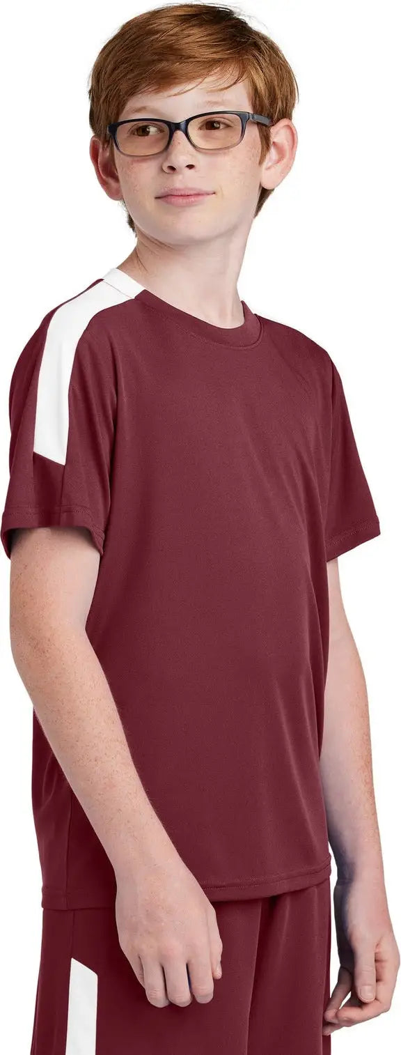 Sport-tek Yst100 Youth Competitor United Crew - Maroon White