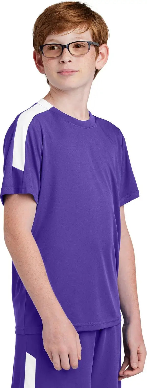 Sport-tek Yst100 Youth Competitor United Crew - Purple White