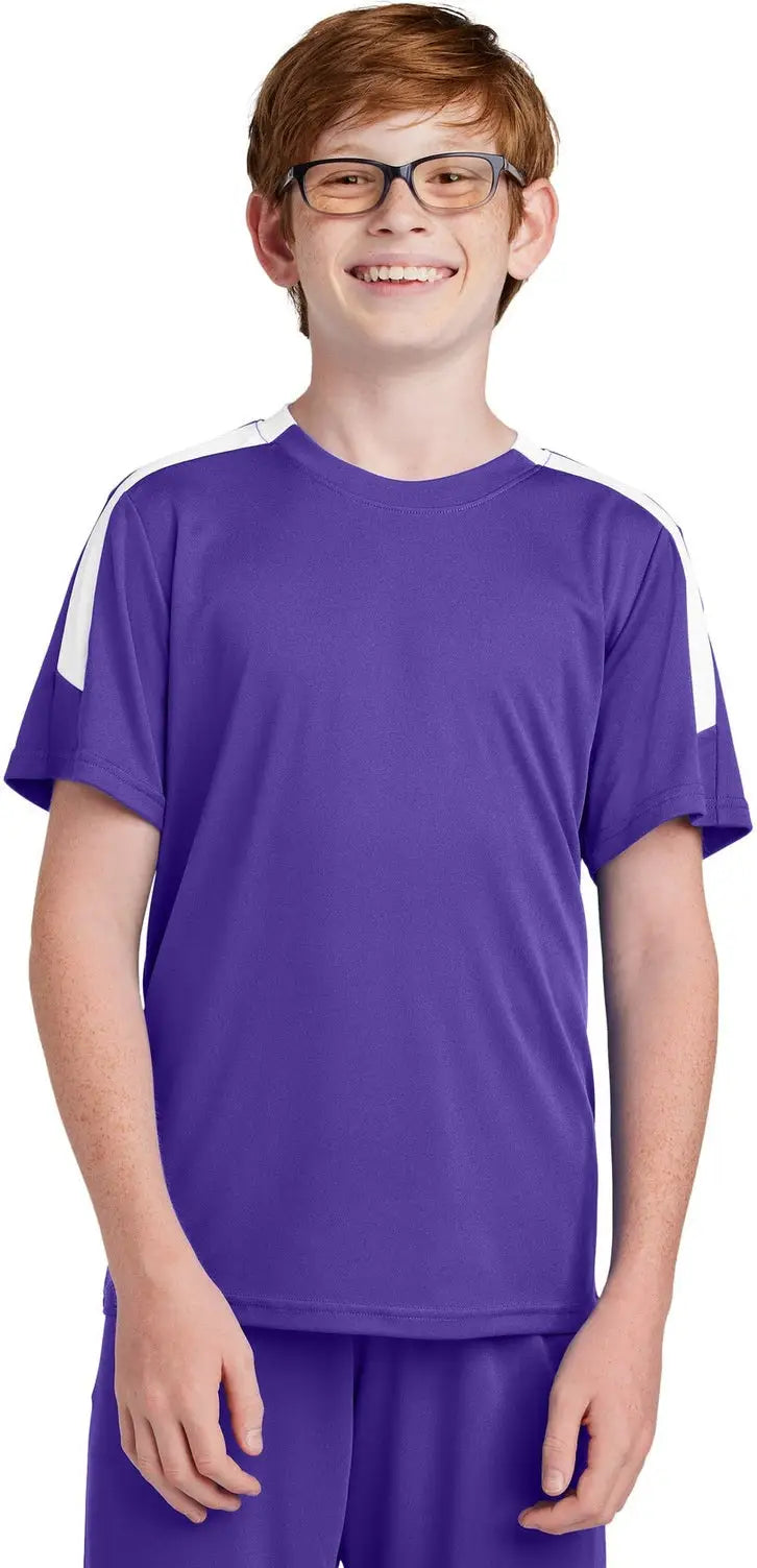 Sport-tek Yst100 Youth Competitor United Crew - Purple White