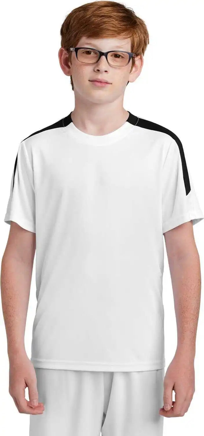 Sport Tek Yst100 Youth Competitor United Crew White/blk