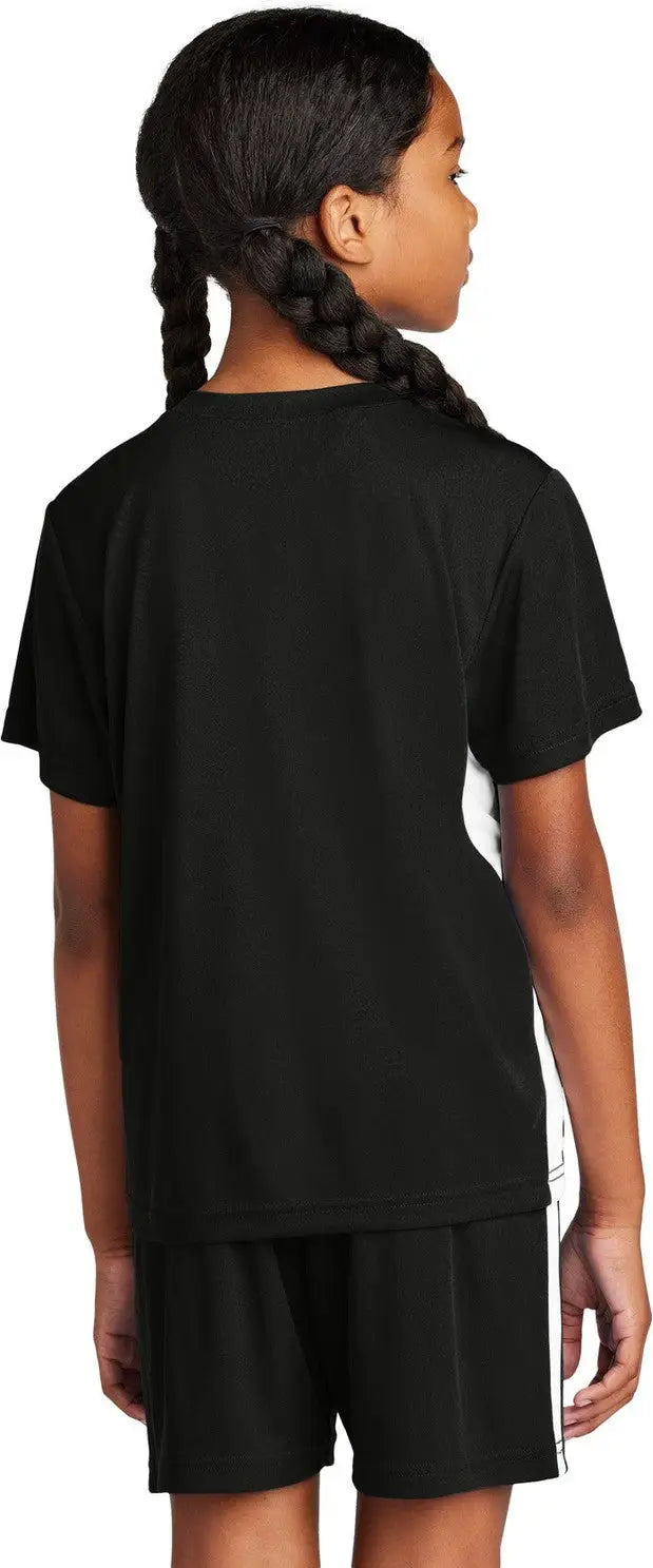 Sport-tek Yst101 Youth Competitor United V-neck - Black White