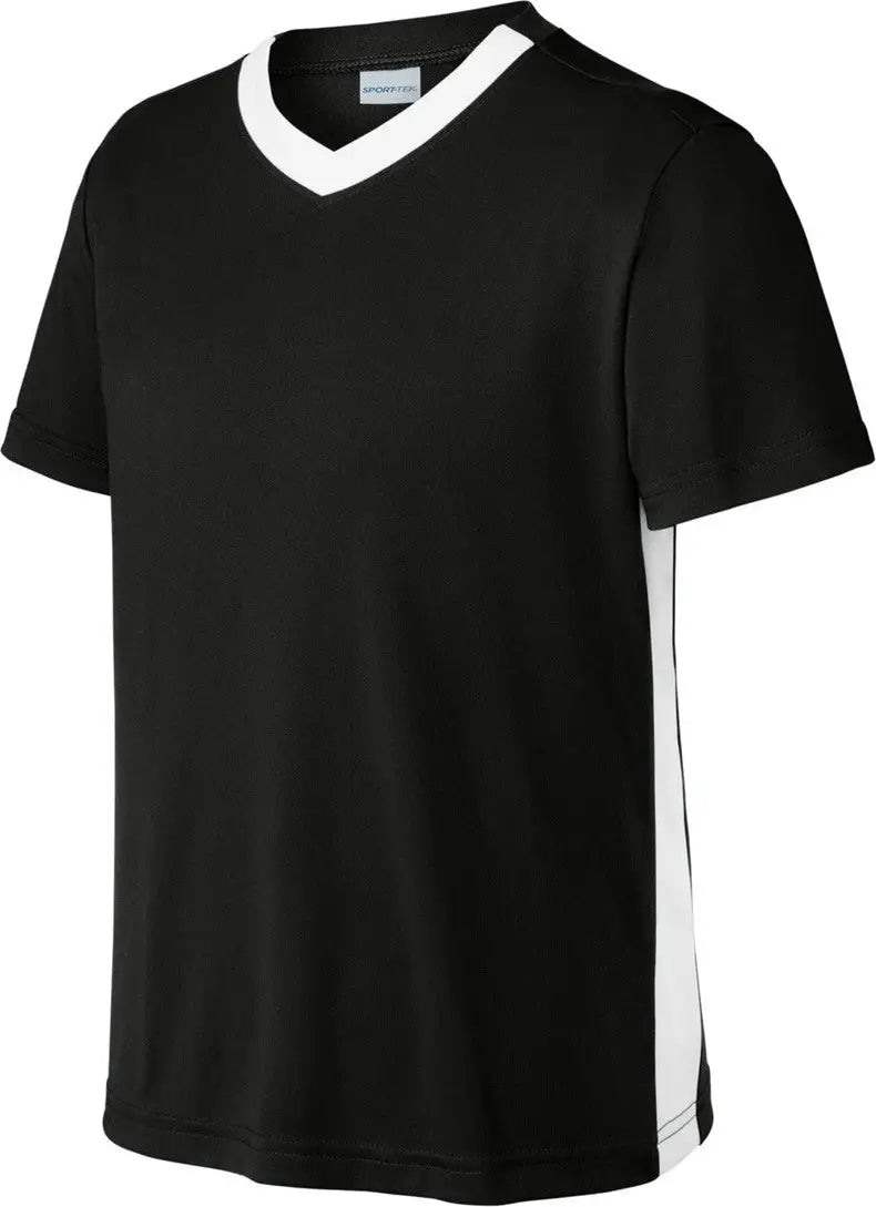 Sport-tek Yst101 Youth Competitor United V-neck - Black White