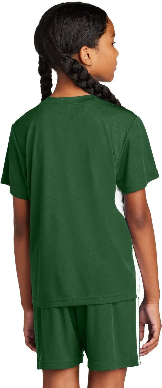 Sport-tek Yst101 Youth Competitor United V-neck - Forest Green White