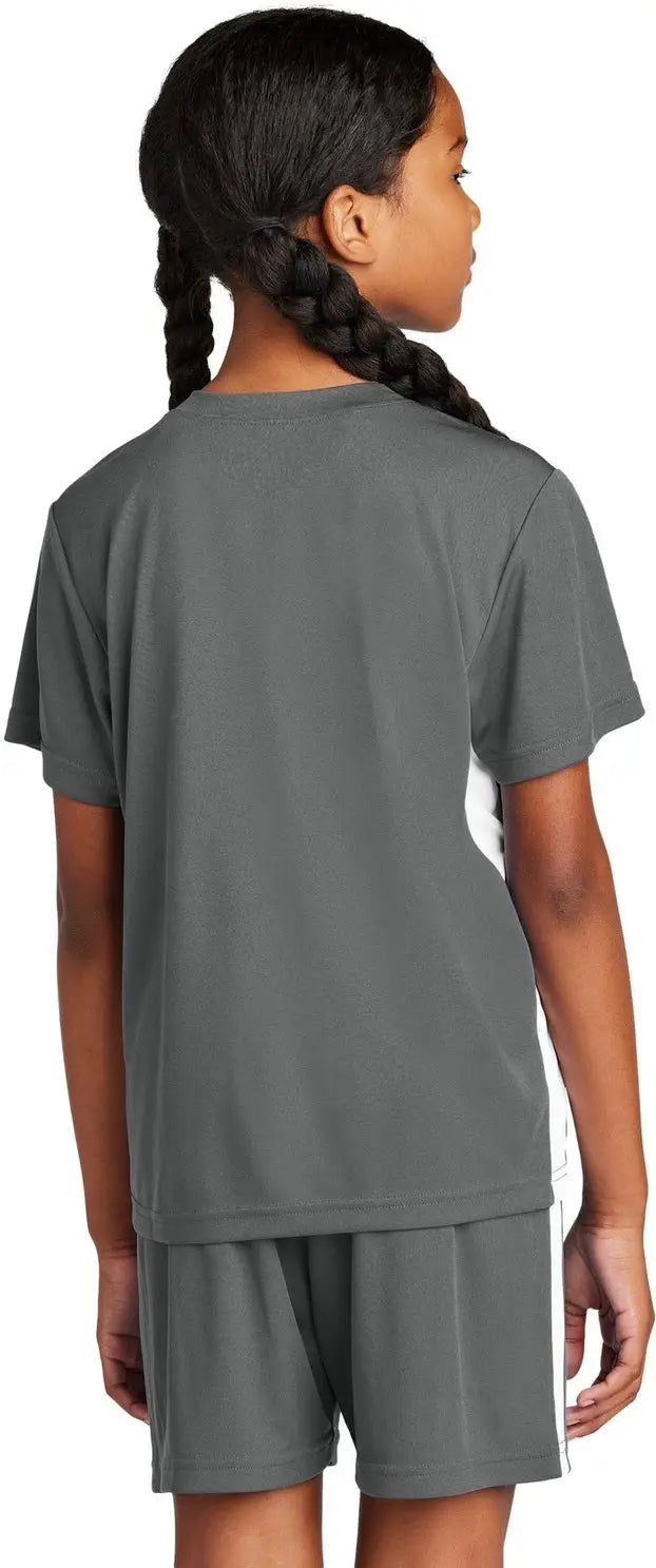 Sport-tek Yst101 Youth Competitor United V-neck - Iron Gray White