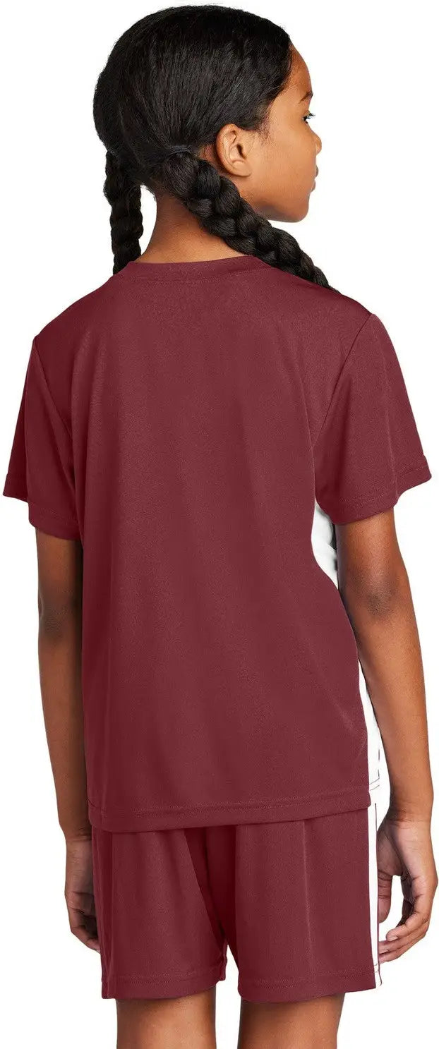 Sport-tek Yst101 Youth Competitor United V-neck - Maroon White