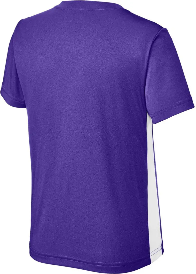 Sport-tek Yst101 Youth Competitor United V-neck - Purple White