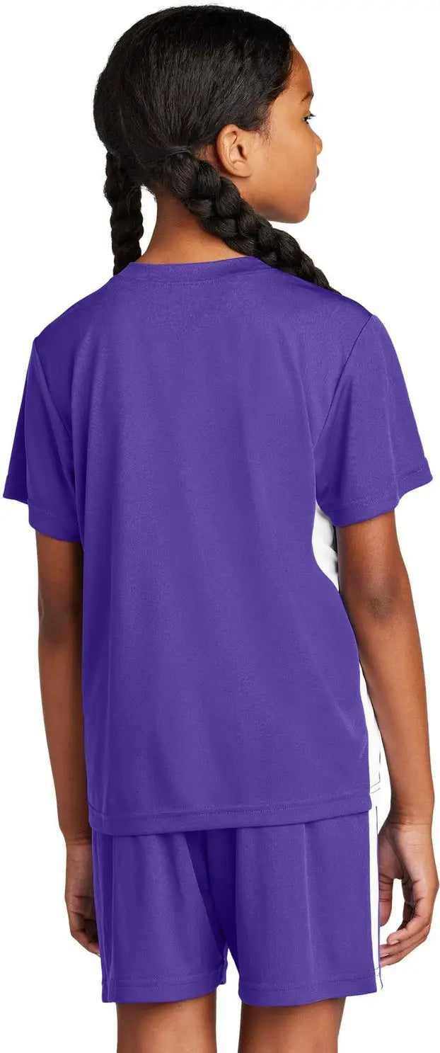 Sport-tek Yst101 Youth Competitor United V-neck - Purple White