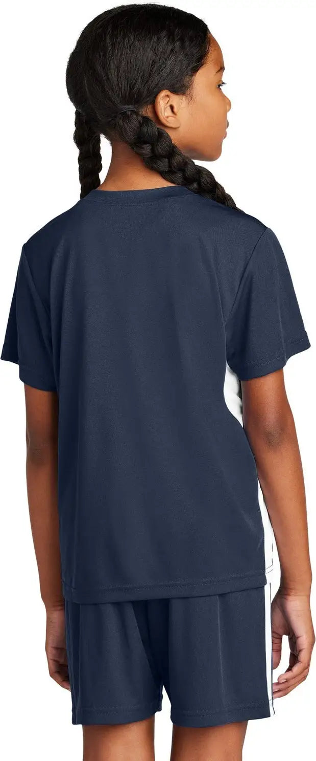 Sport-tek Yst101 Youth Competitor United V-neck - True Navy White