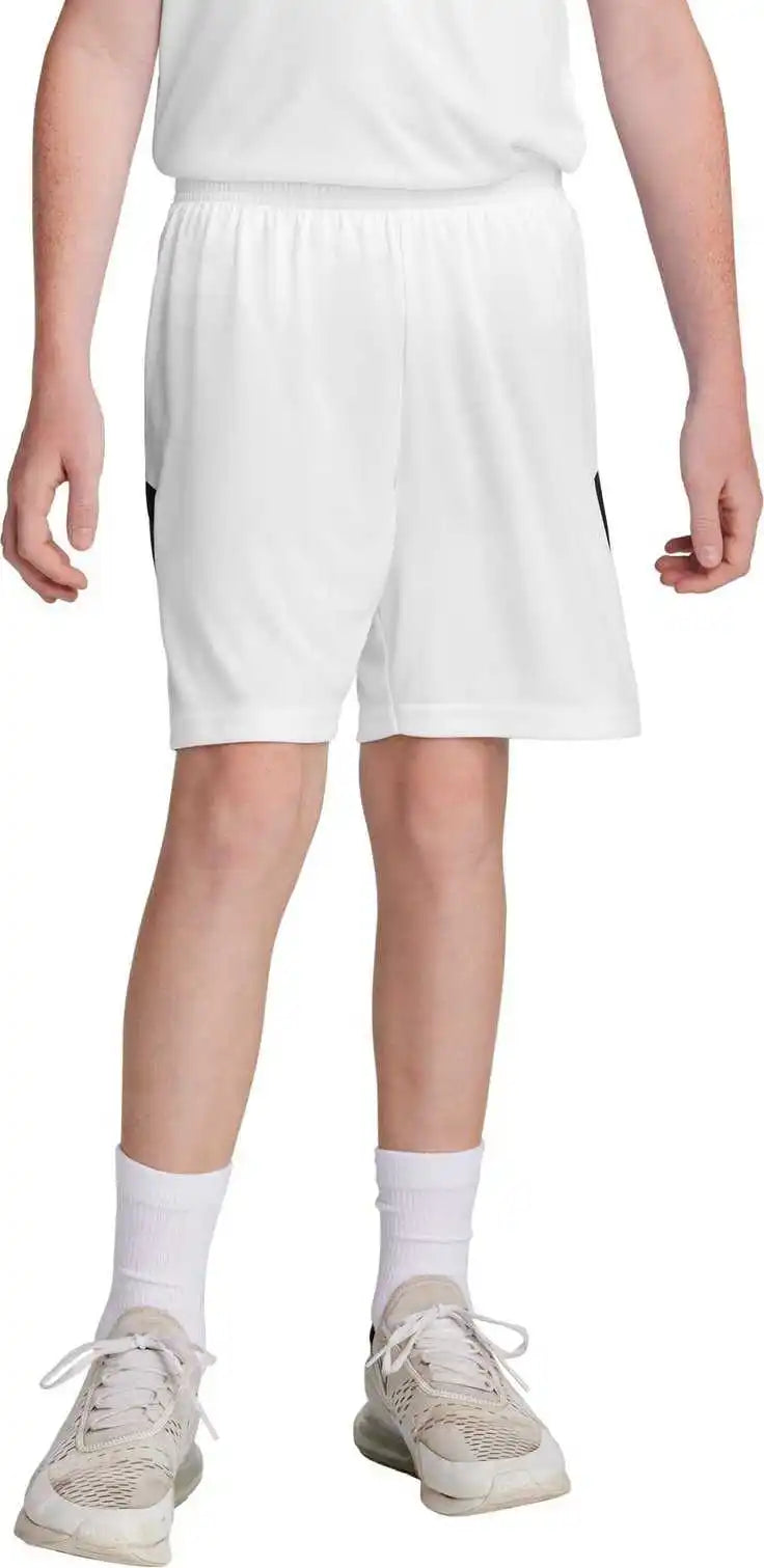 Sport-tek Yst103 Youth Competitor United 5’’ Short - White/blk