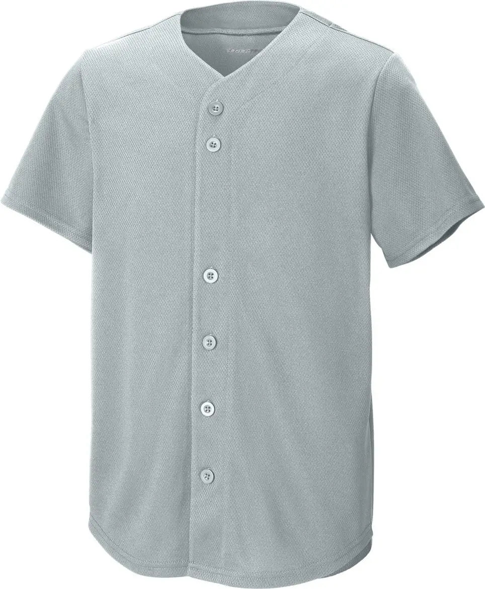 Sport-tek Yst220 Youth Posicharge Tough Mesh Full-button Jersey - Silver - Xs