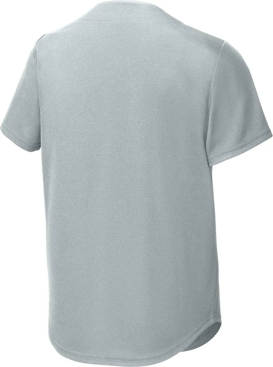 Sport-tek Yst220 Youth Posicharge Tough Mesh Full-button Jersey - Silver