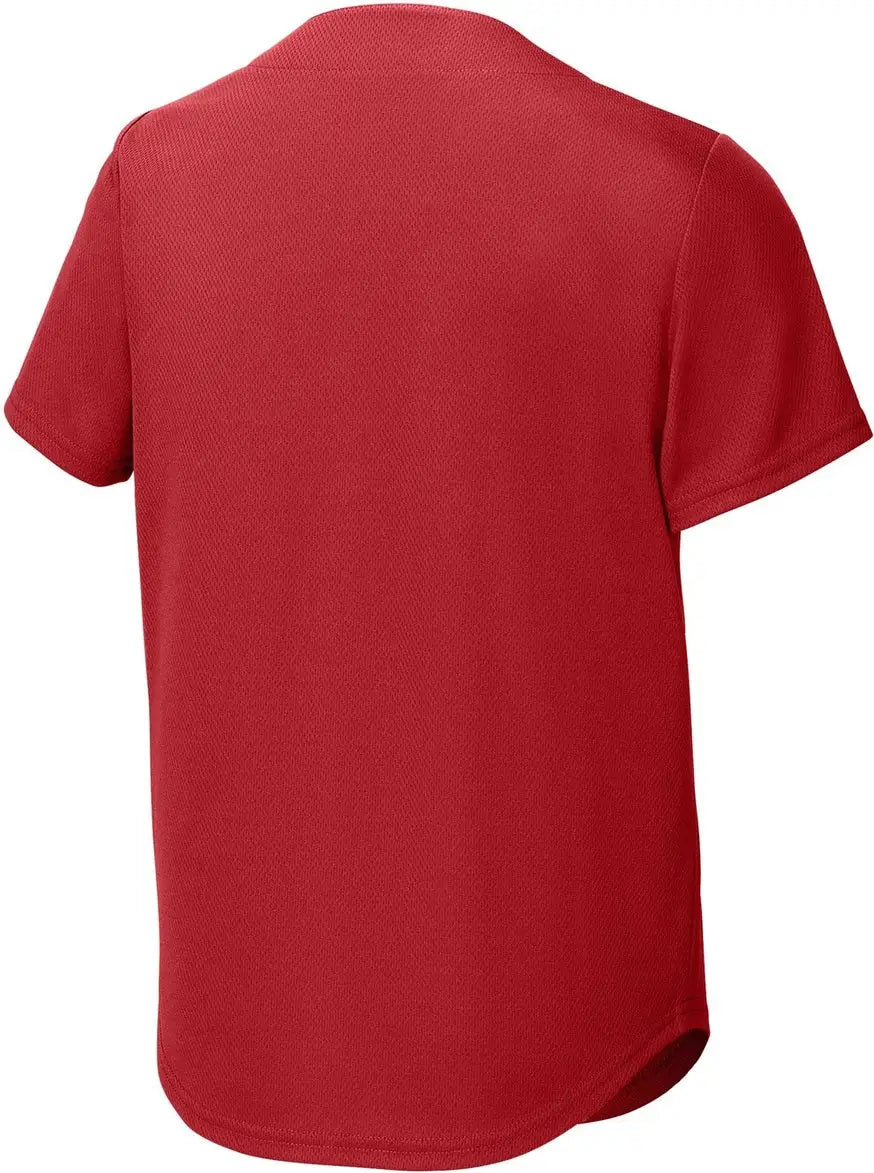 Sport-tek Yst220 Youth Posicharge Tough Mesh Full-button Jersey - True Red