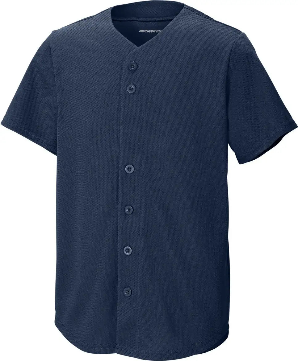 Sport-tek Yst220 Youth Posicharge Tough Mesh Full-button Jersey - True Navy - Xs