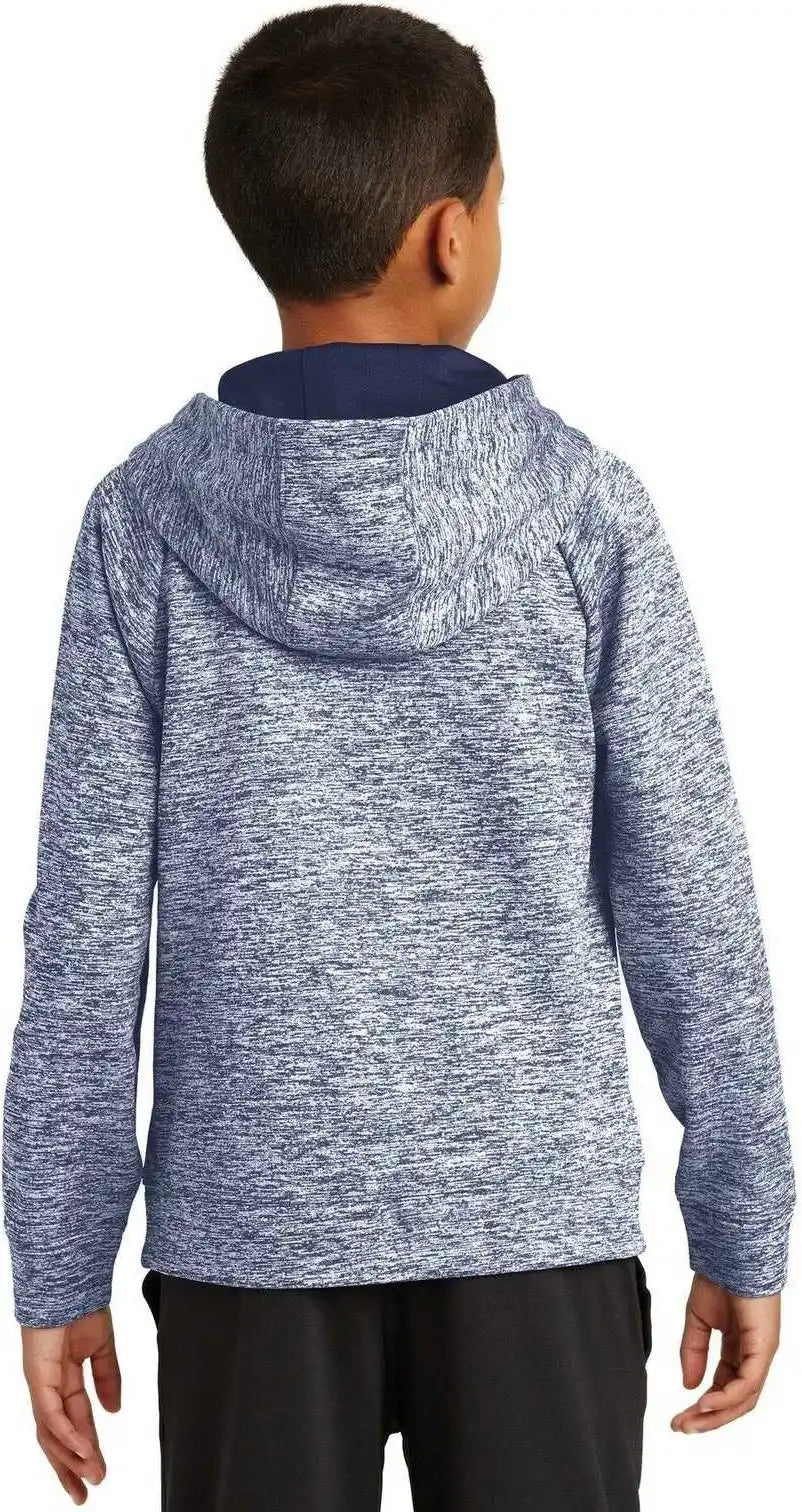 Sport Tek Yst225 Youth Posicharge Electric Heather Fleece Hooded Pullover True Navy
