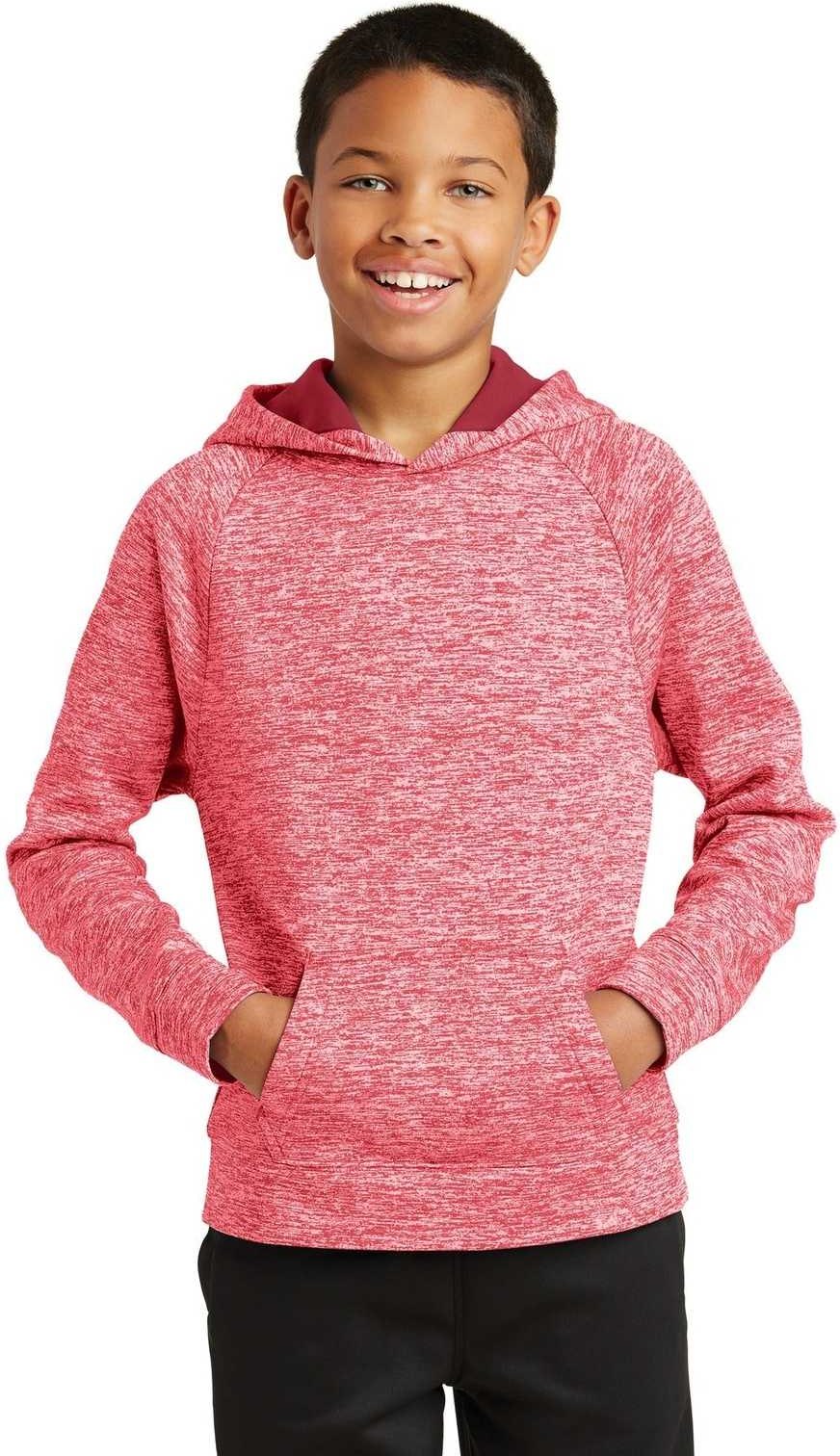 Sport-tek Yst225 Youth Posicharge Electric Heather Fleece Hooded Pullover - Deep Red