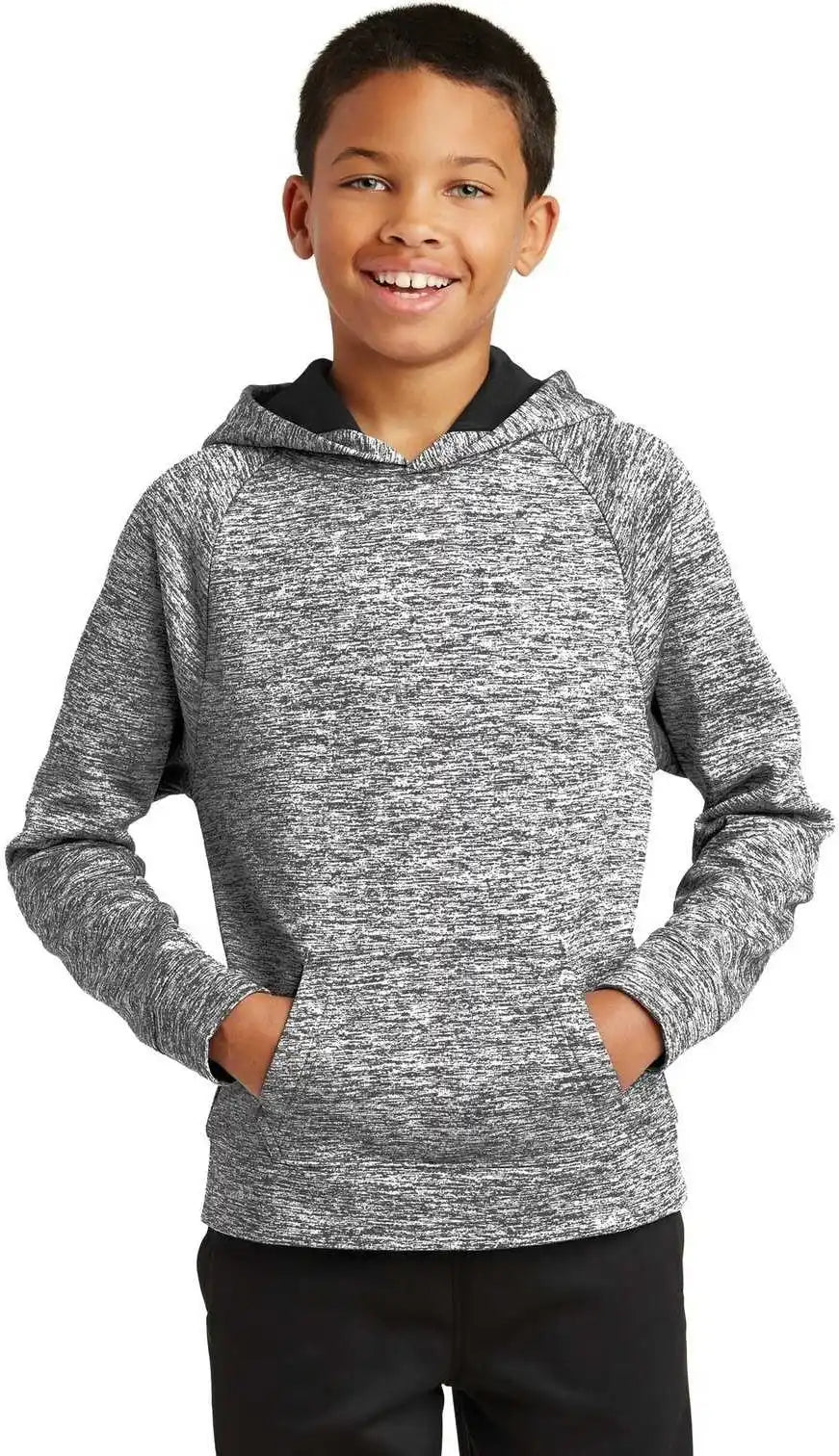 Sport-tek Yst225 Youth Posicharge Electric Heather Fleece Hooded Pullover - Black