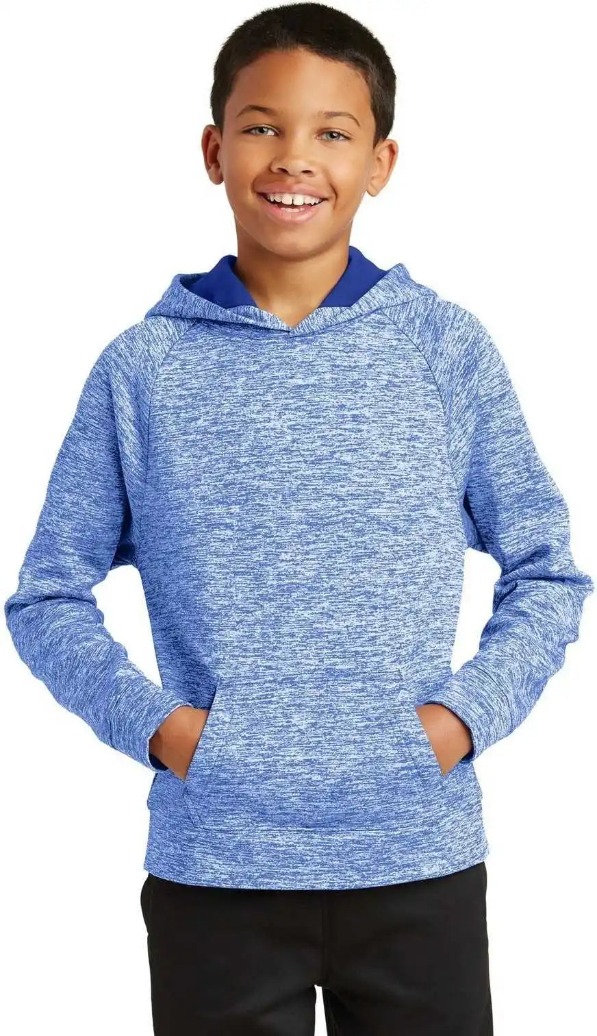 Sport Tek Yst225 Youth Posicharge Electric Heather Fleece Hooded Pullover True Royal