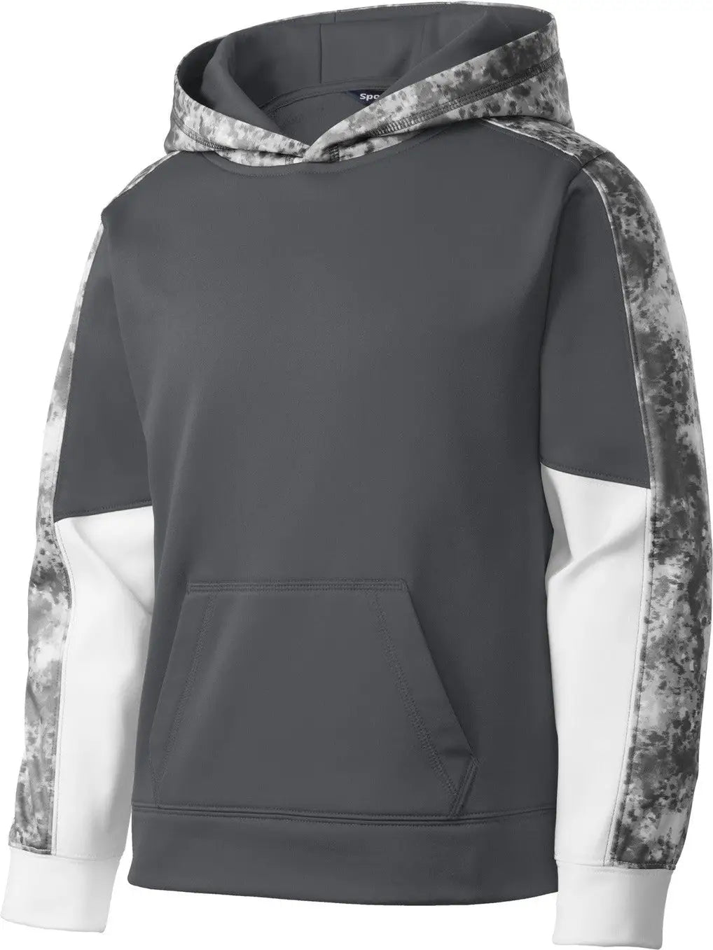 Sport-tek Yst231 Youth Sport-wick Mineral Freeze Fleece Colorblock Hooded Pullover - Dark Smoke Gray