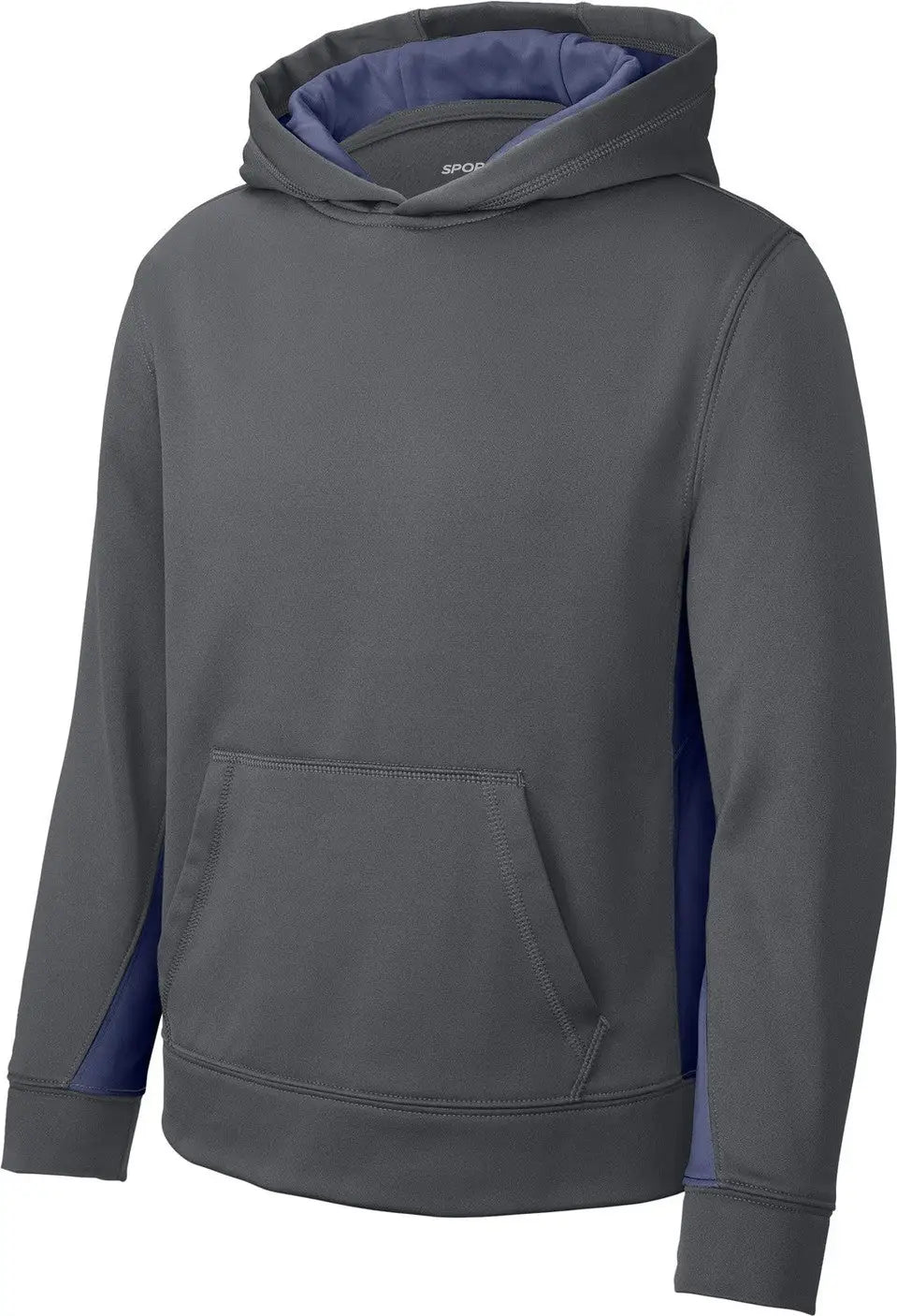 Sport-tek Yst235 Youth Sport-wick Fleece Colorblock Hooded Pullover - Dark Smoke Gray Navy