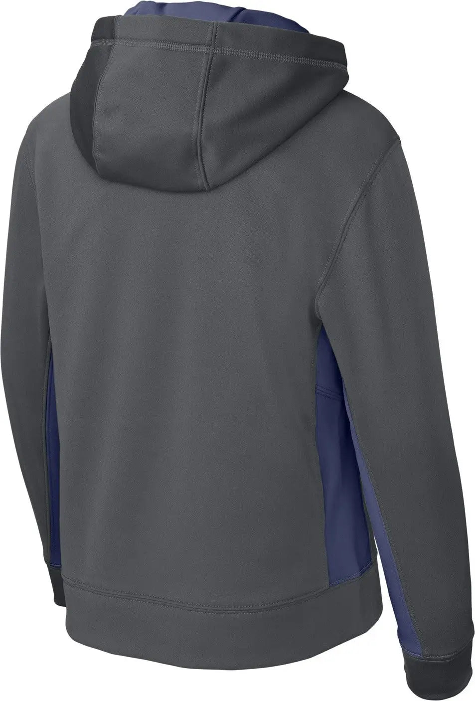 Sport-tek Yst235 Youth Sport-wick Fleece Colorblock Hooded Pullover - Dark Smoke Gray Navy