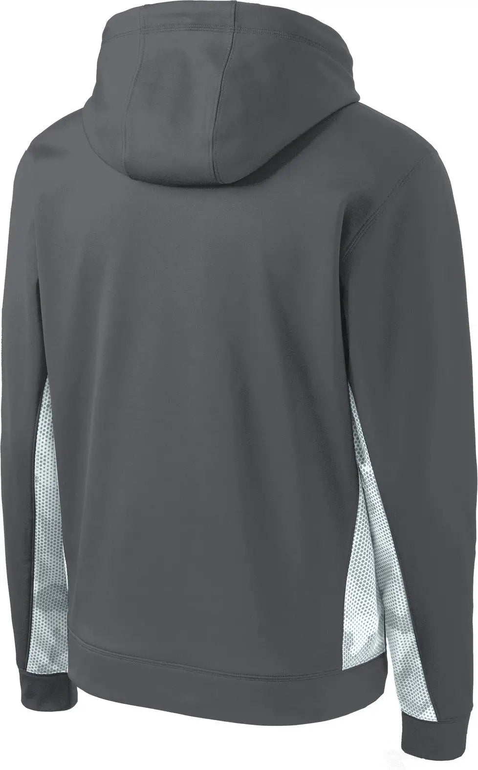 Sport-tek Yst239 Youth Sport-wick Camohex Fleece Colorblock Hooded Pullover - Dark Smoke Gray White - Gray/ / Xs