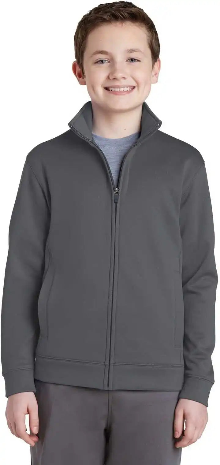 Sport Tek Yst241 Youth Wick Fleece Full Zip Jacket Dark Smoke Gray