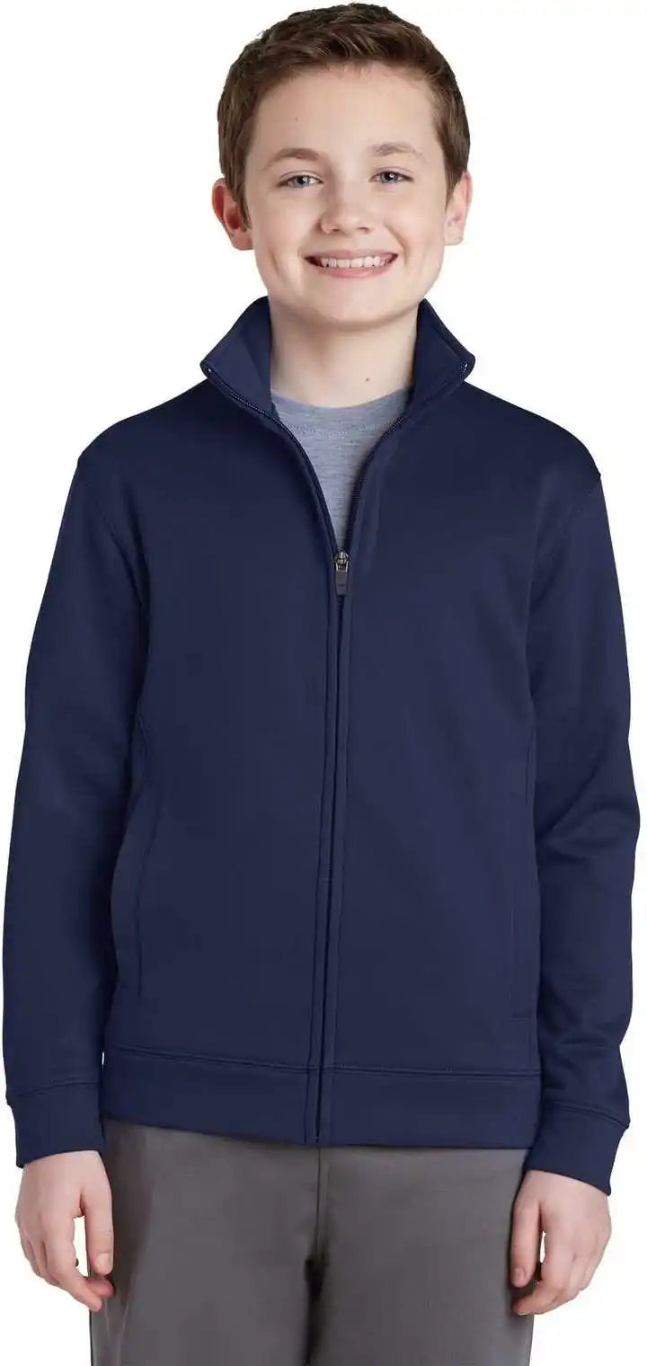 Sport Tek Yst241 Youth Wick Fleece Full Zip Jacket Navy