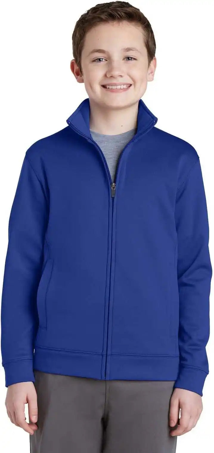 Sport Tek Yst241 Youth Wick Fleece Full Zip Jacket True Royal