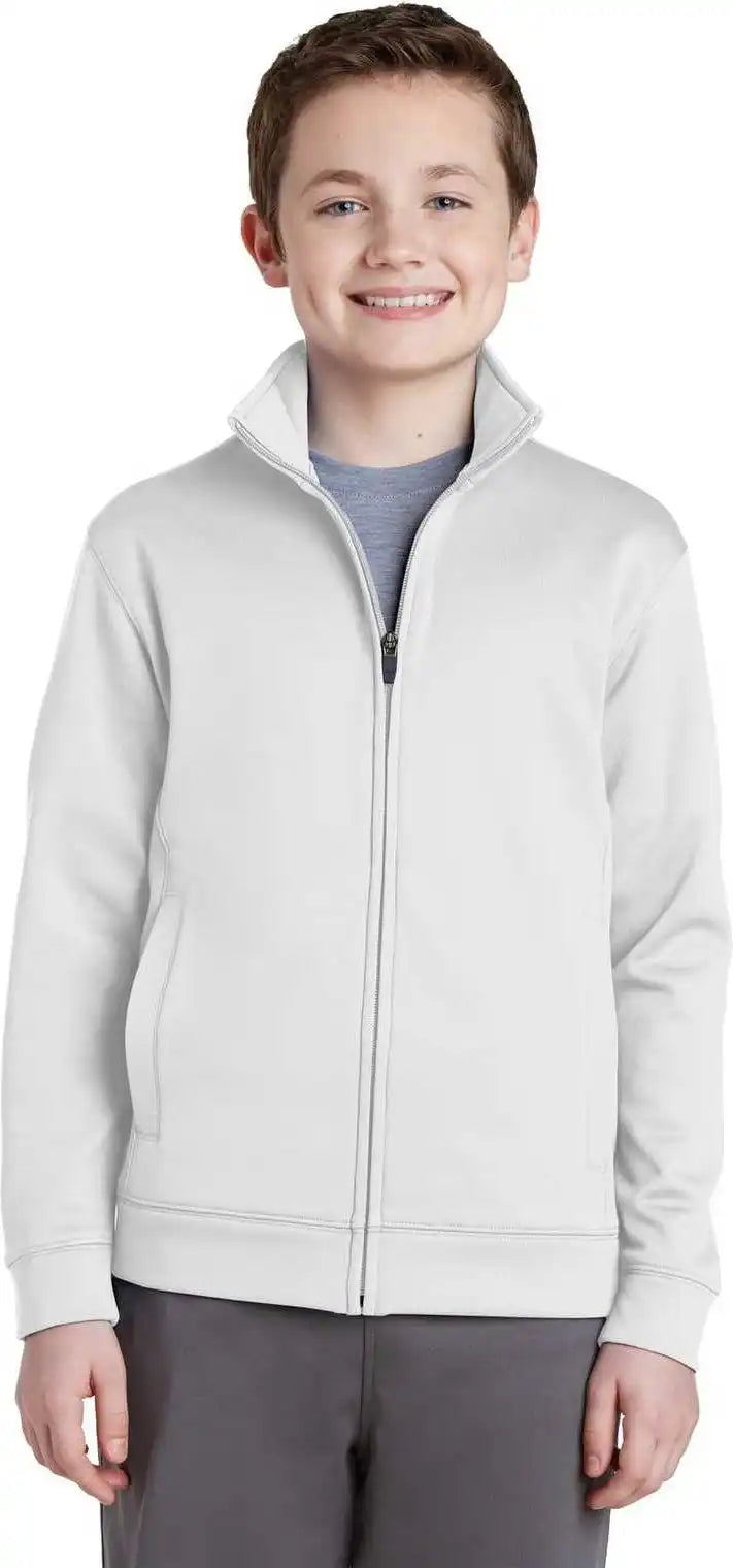 Sport Tek Yst241 Youth Wick Fleece Full Zip Jacket White